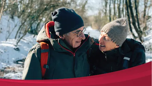 Two people outside showing the relationship between COPD and cold weather.