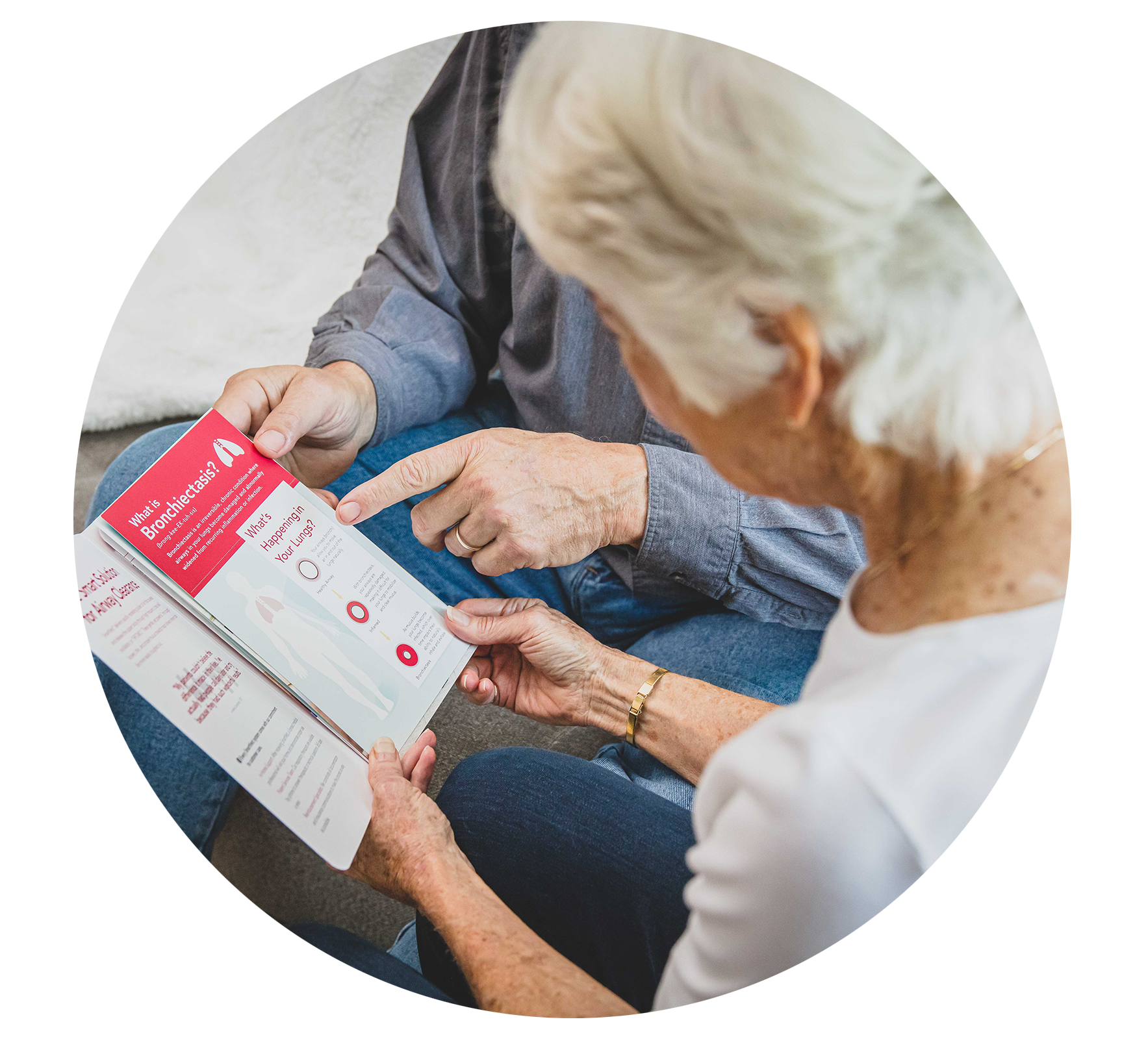 Woman reading pamphlet on the benefits of SmartVest