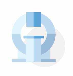 Graphic icon of a CT machine to scan COPD patients.