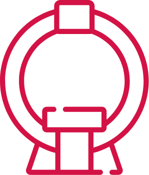 A graphic icon of a HRCT scan machine