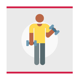 Person with COPD holding hand weights
