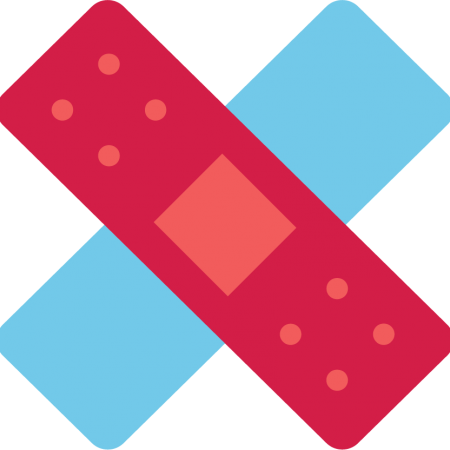 Red and blue overlapping bandages