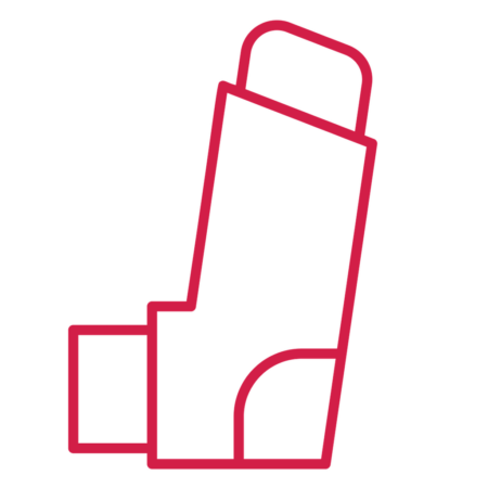 Graphic icon of inhaler.