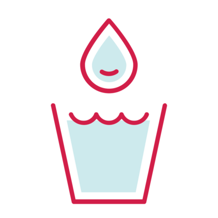 Graphic icon of glass of water.