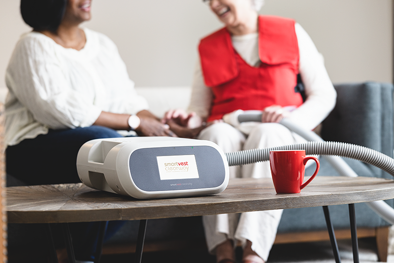 Close-up of SmartVest with two people talking